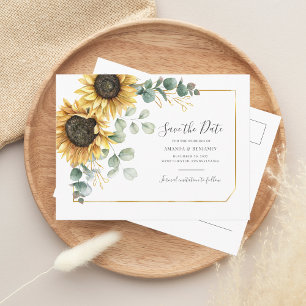 Carte Postale Faire-part Tournesol Floral Eucalyptus Géométrique Enregistre