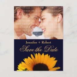 Carte Postale Faire-part Tournesol Navy Blue Photo personnalisée Enregistre