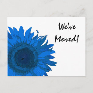 Carte Postale Faire-part Tournesol Pop Art Bleu Changement d'Adresse