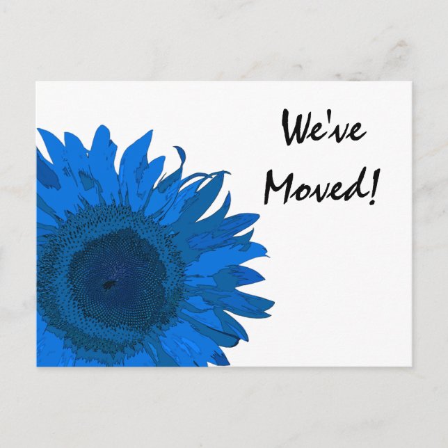 Carte Postale Faire-part Tournesol Pop Art Bleu Changement d'Adresse (Devant)