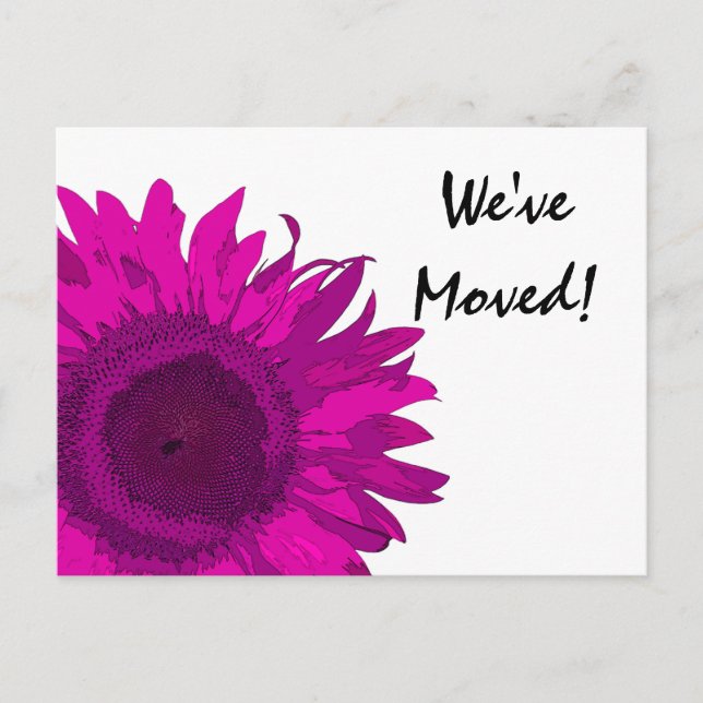 Carte Postale Faire-part Tournesol rose vif Changement d'adresse (Devant)