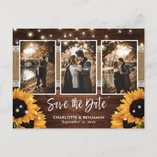 Carte Postale Faire-part Tournesol Rustique Grange Bois Photo Enregistrer L