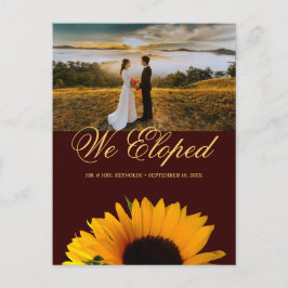 Carte Postale Faire-part Tournesol Rustique Photo Mariage Elopement Automne