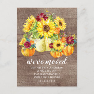 Carte Postale Faire-part Tournesols de l'automne rustique Annonce de déména