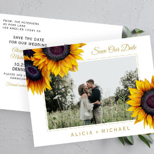 Carte Postale Faire-part Tournesols rustique élégant enregistrer la date ma