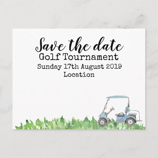 Carte Postale Faire-part Tournoi de golf d'enregistrement de golf avec voit (Devant)