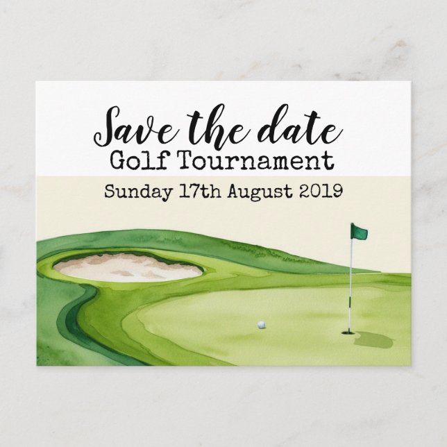 Carte Postale Faire-part Tournoi de golf "Golf Save the date" (Devant)