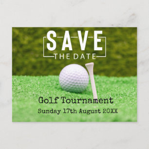 Carte Postale Faire-part Tournoi de golf "Golf Save the date" sur gazon ver