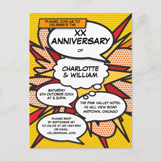 Carte Postale Faire-part Tout Mariage Anniversaire amusant Retro Comic Book (Devant)