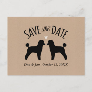 Carte Postale Faire-part Toy Poodle Silhouettes Mariage Enregistrer la date