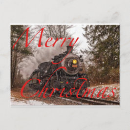 Carte Postale Faire-part Train Dans La Neige Joyeux Noël