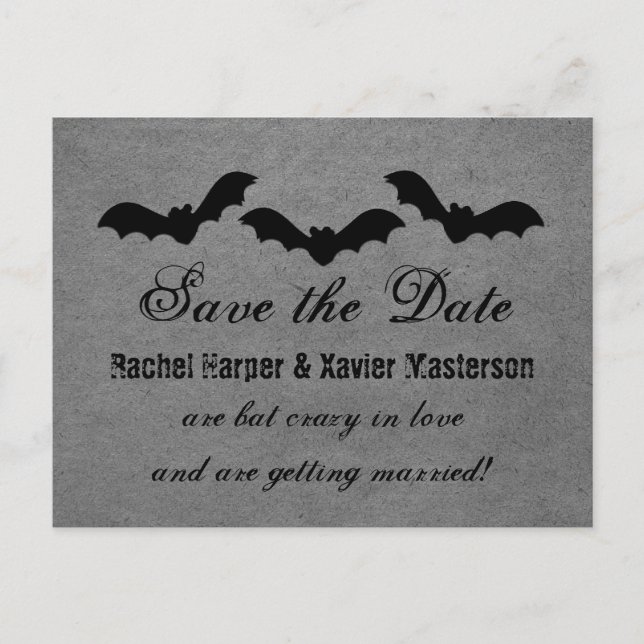Carte Postale Faire-part Trio de chauves-souris Halloween Enregistrer la da (Devant)