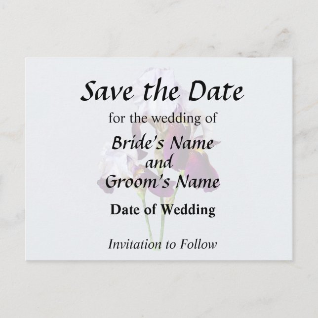 Carte Postale Faire-part Trois Iris dans des nuances de magenta (Devant)