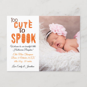 Carte Postale Faire-part Trop mignonne pour effrayer la photo d'Halloween d