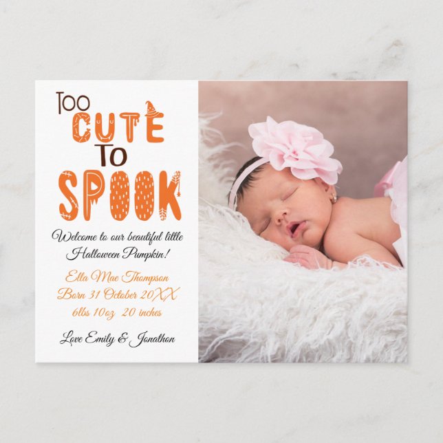 Carte Postale Faire-part Trop mignonne pour effrayer la photo d'Halloween d (Devant)