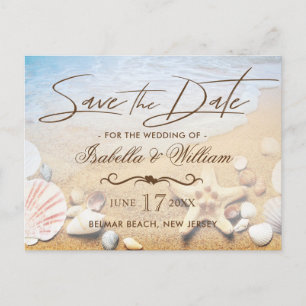 Carte Postale Faire-part Tropical Beach Wedding Starfish Enregistrer la dat