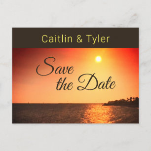 Carte Postale Faire-part Tropical Beach Wedding Sunset Enregistrer La Date