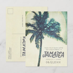 Carte Postale Faire-part Tropical Jamaïque Destination Wedding Enregistrer