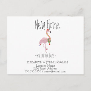 Carte Postale Faire-part Tropical Rose Flamant rose Holidays Nouvelle adres