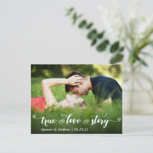 Carte Postale Faire-part True Love Story Heart Script Enregistrer la date P