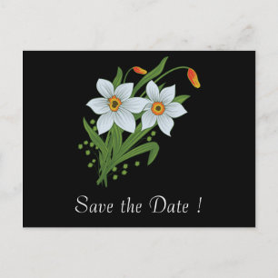 Carte Postale Faire-part Tulipes et jonquilles Enregistrez la date 80e anni