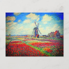 Carte Postale Faire-part Tulipes Moulin à vent de Monet