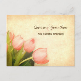 Carte Postale Faire-part Tulipes roses mariage de printemps enregistrer la