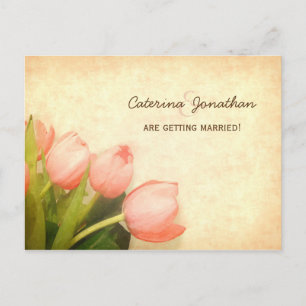 Carte Postale Faire-part Tulipes roses mariage de printemps enregistrer la