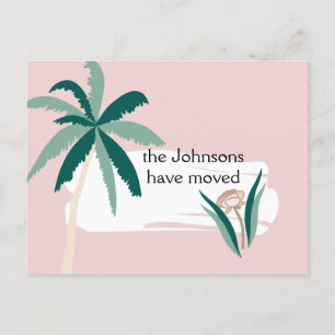 Carte Postale Faire-part Turquoise et rose Palm Tree Nouvelle adresse