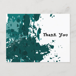 Carte Postale Faire-part Turquoise Grille Verte, Merci Des Nouvelles Mauvai
