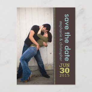 Carte Postale Faire-part Turquoise moderne   Green Save the Date Photo Cart