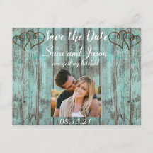 Turquoise rustique Save the Date