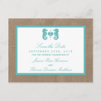 Turquoise Seahorse Burlap Beach Wedding Collection