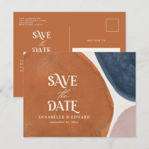 Carte Postale Faire-part Typographie abstraite moderne de la marine de Terr