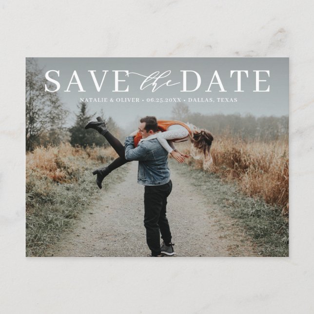 Carte Postale Faire-part Typographie d'amour moderne Superposition Photo Sa (Devant)