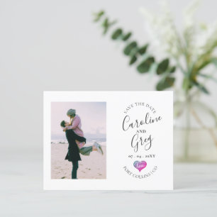 Carte Postale Faire-part Typographie de l'amour iridescent Photo Enregistre
