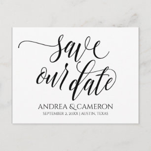 Carte Postale Faire-part Typographie de mariage Save-the-Date Noir