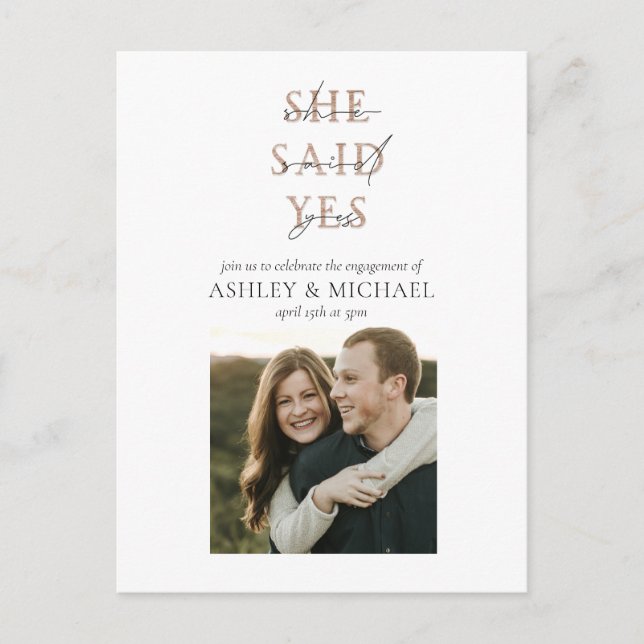 Carte Postale Faire-part TYPOGRAPHIE DU CUIVRE Photo Mariage (Devant)