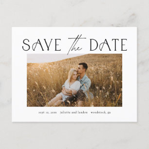 Carte Postale Faire-part Typographie Élégante Photo Mariage Enregistrer La 