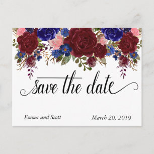 Carte Postale Faire-part Typographie Florale De La Marine Bourgogne Enregis