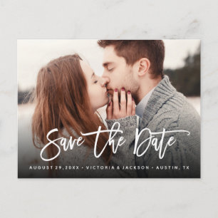 Carte Postale Faire-part Typographie manuscrite Mariage Enregistrer la date