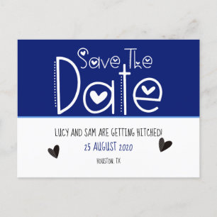 Carte Postale Faire-part Typographie Moderne Bleu Profond Sauvegarder Le Ma