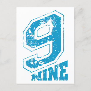 Carte Postale Faire-part Typographie Rétro Minimaliste Bleu Numéro Neuf
