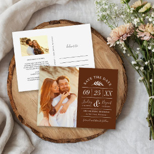 Carte Postale Faire-part Typographie russe moderne Photo Enregistrer la dat