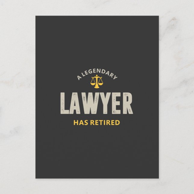 Carte Postale Faire-part Un avocat légendaire a pris sa retraite (Devant)