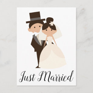 Carte Postale Faire-part Un dessin qui vient d'être marié et Mariage de cha