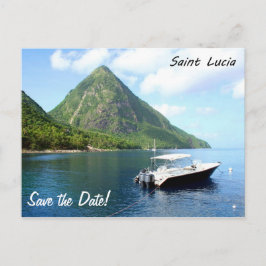 Carte Postale Faire-part Un hors-bord devant les pitons dans la