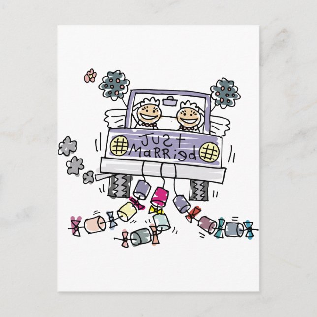 Carte Postale Faire-part Un Mariage lesbien vient de se marier (Devant)