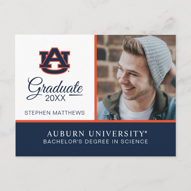 Carte Postale Faire-part Université d'Auburn | Remise des diplômes (Devant)