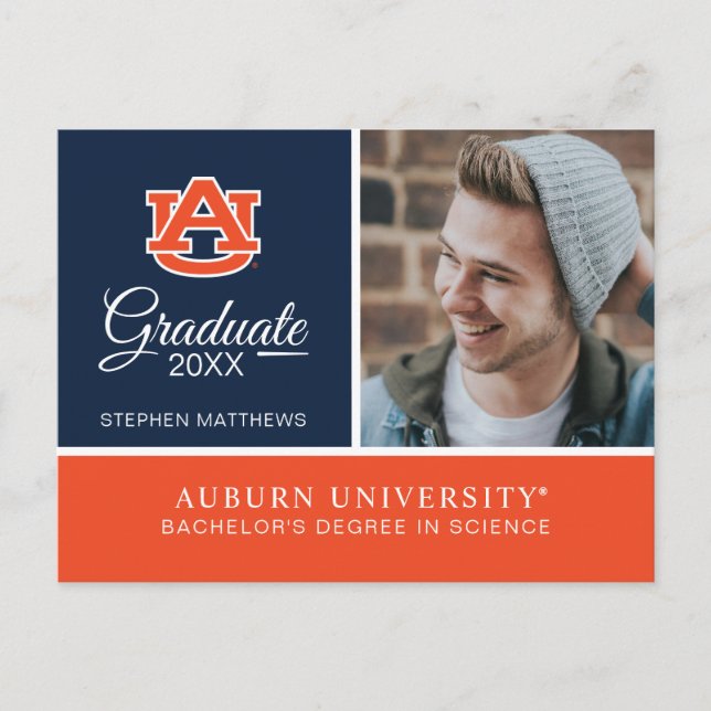 Carte Postale Faire-part Université d'Auburn | Remise des diplômes (Devant)